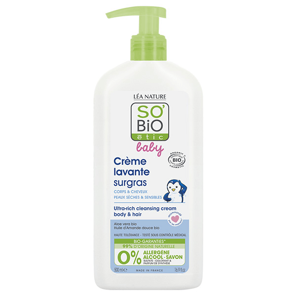 So'Bio Étic Baby Crème Lavante Surgras Bio 500ml 2