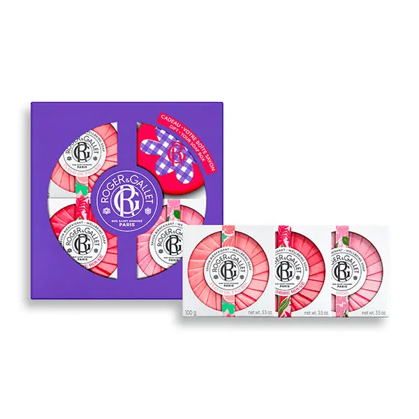 Coffret 3 Savons Bienfaisants Fleur de Figuier, Gingembre, Rose 100g 3