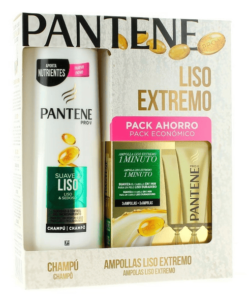 Pantene Suave y Liso Champú 360 ml+Ampollas 45 ml