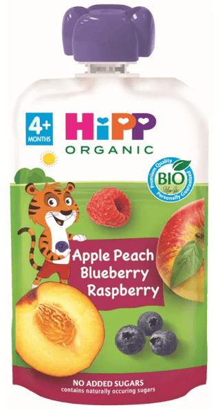 HiPP Pouches de Melocotón Manzana y Frutos Bosque +4m BIO 100 gr