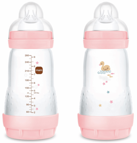 Mam Rosa Biberón Easy Start Anti-Colic Flujo Medio Brillante 2-4M 260 Ml 2 Uds