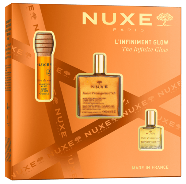 Nuxe Huile Prodigieuse Or 50 ml + Roll-on 10 ml + Bálsamo Labial Miel