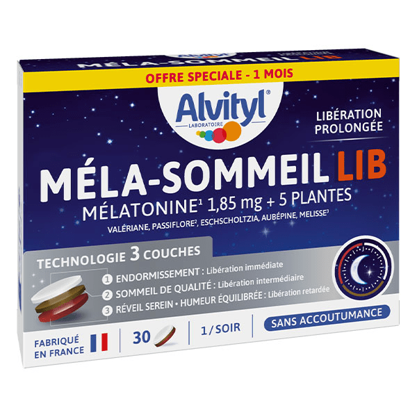 Mela-Sommeil LIB - Mélatonine + 5 plantes - Dès 18 ans - 30 comprimés 5