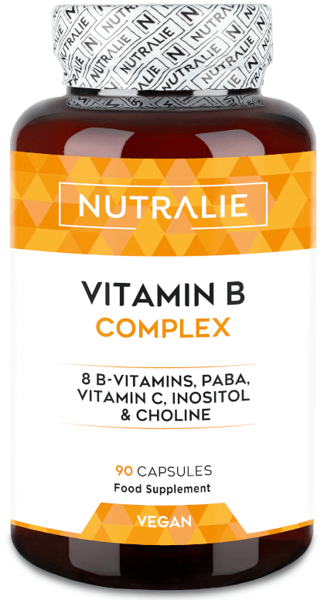 Nutralie Vitamina B Complex con Vitamina C + Colina + Inositol + PABA 90 Cápsulas