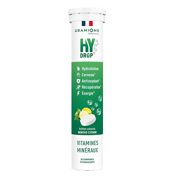 Granions Hydrop Vitamines et Minéraux Menthe-Citron 20 comprimés 2