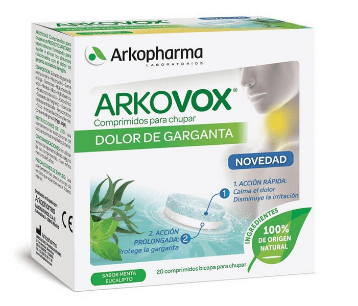 Arkopharma ArkoVox Dolor de Garganta Sabor Menta 20 Comprimidos