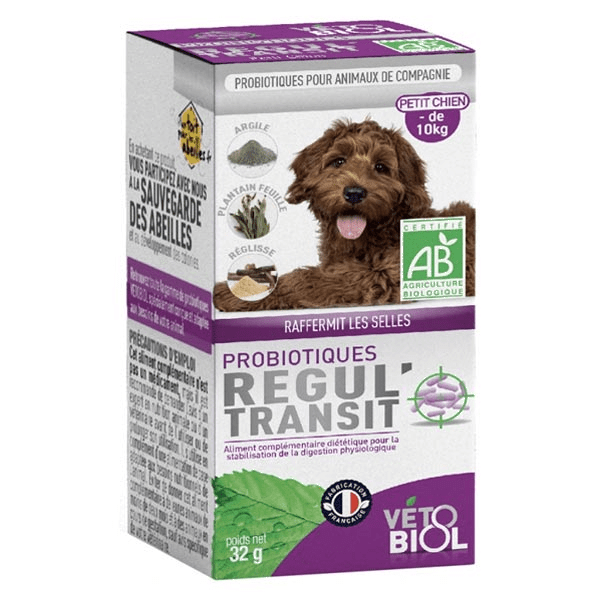 Comparer les prix de Vetobiol Probiotiques Regul'Transit Petit Chien Bio 32g