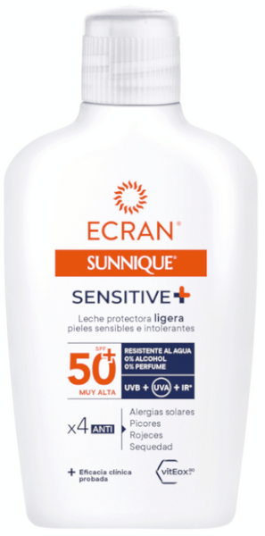 ecran sunnique sensitive leche protectora spf50 200 ml