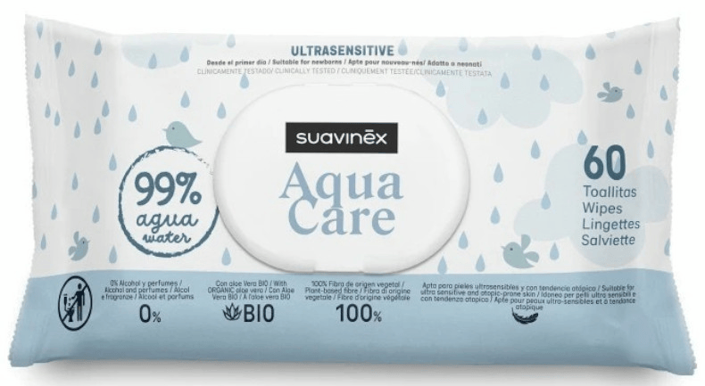Suavinex Toallitas Aqua Care con Aloe Vera BIO 60 uds