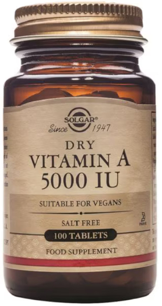 Solgar Vitamina A Seca 5000 IU 100 Cápsulas