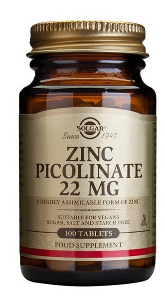 Solgar Picolinato Zinc 22mg 100 Comprimidos