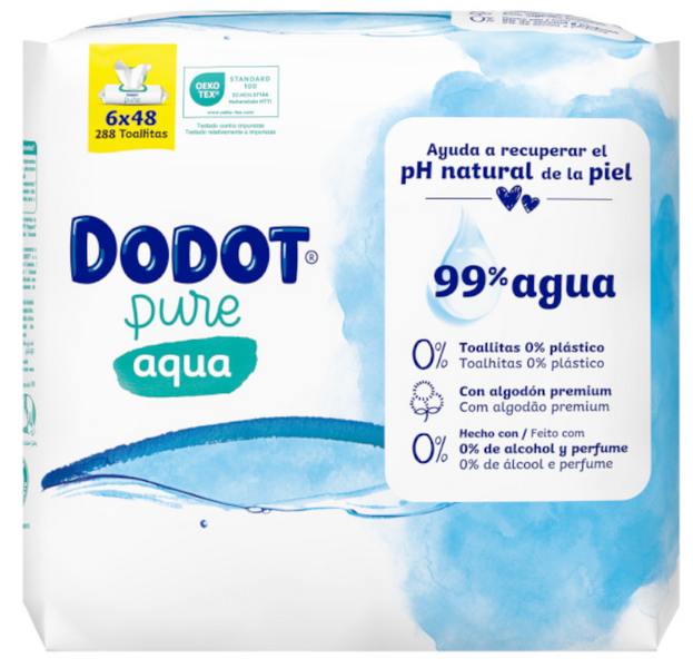 Dodot Toallitas Pure Aqua 0% Plástico 6x48 Uds