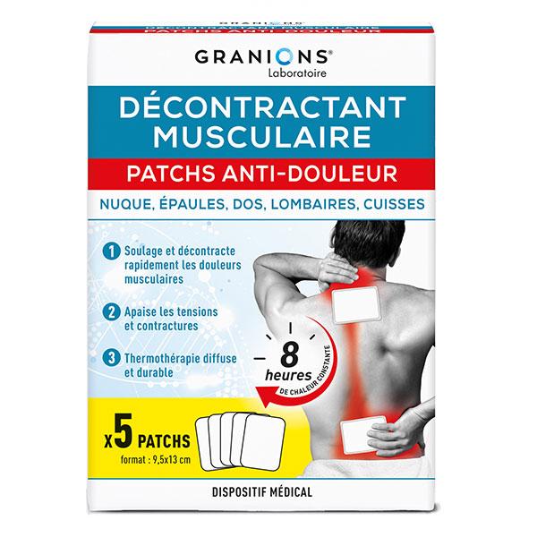 Granions Décontractant Musculaire Patchs Anti Douleur Effet Chauffant 8 heures 2