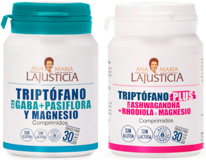 Ana María Lajusticia Triptófano con Gaba + Pasiflora y Magnesio 60 Comprimidos + Triptófano Plus Ashwagandha + Rhodiola + Magnesio 60 Comprimidos