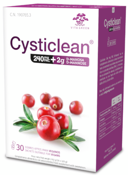 Cysticlean D-Manosa 240mg PAC Y Arándano Rojo 30 Sobres