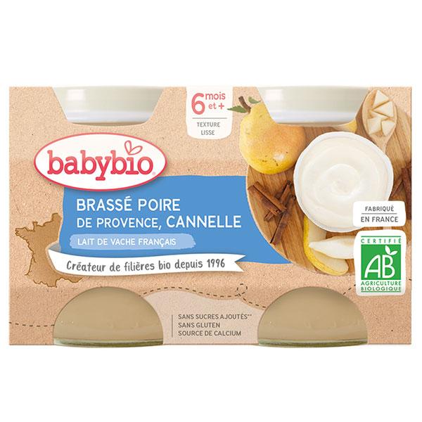 Desserts Lactés Pot Brassé au Lait de Vache Poire Cannelle +6m Bio Lot de 2 x 130g 2