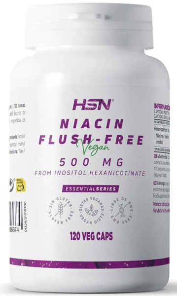 HSN Niacina (Vitamina B3) Flush-Free 500mg 120 Cápsulas Vegetales
