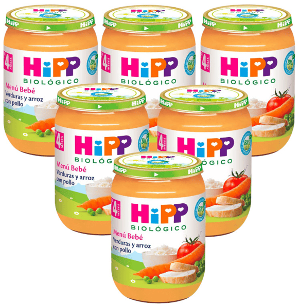 HiPP Tarrito de Verduras y Arroz con Pollo BIO +4m 6x190 gr