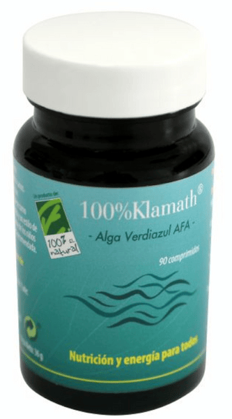 100% Natural Klamath Alga Verdiazul Afa 90 Comprimidos