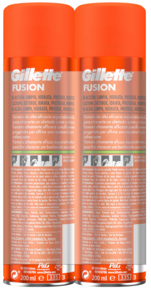 Gillette Fusion Gel Afeitar Con Aceite De Almendras Piel Sensible 2x200 Ml