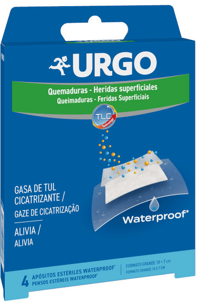 Urgo Waterproof Apósitos Quemaduras Heridas Superficiales 10x7cm 4 uds