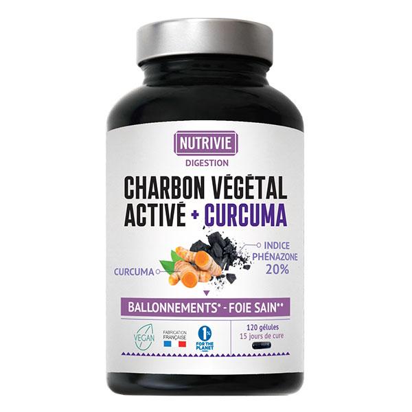Charbon Végétal Activé Curcuma Végan 120 gélules 2