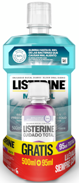 Listerine Mentol Antiséptico Bucal 500ml + 95 Ml