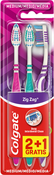 Colgate ZigZag Cepillo Medio 2+1 Gratis