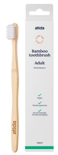 Atida Cepillo Dental Medio Bambú Blanco 1 Ud