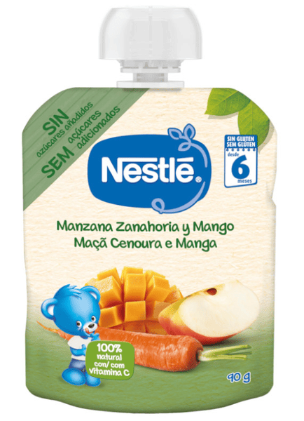 naturnes nestle bolsa de frutas manzana zanahoria y mango 6m 90 gr