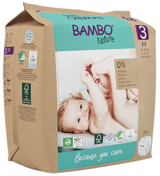 Bambo Nature Pañales T3 (4-8 Kg) 28 uds