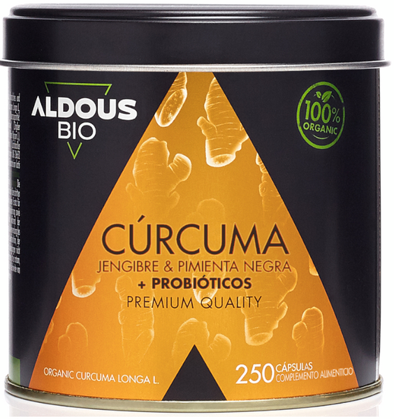 Aldous Bio Cúrcuma Con Jengibre Y Pimienta Negra Con Probióticos 250 Cápsulas