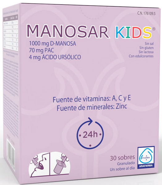 Arafarma Manosar Kids Vitaminas A,C,E Y Zinc 30 Sobres