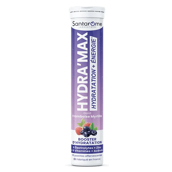 Santarome - Hydra'max, Solution d'hydration - Framboise Myrtille - 20 comprimés 2