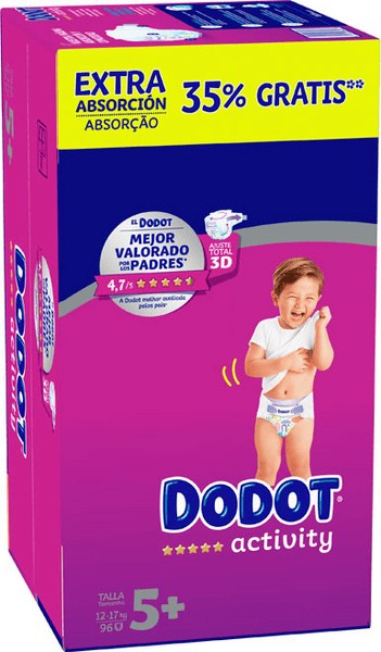 Dodot Pañales Activity T5+ de 12 a 17Kg 96 Uds