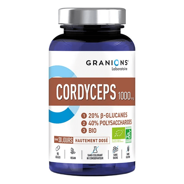 Granions Cordyceps 1000mg Énergie Vitalité sexuelle Bio 90 Gélules 3