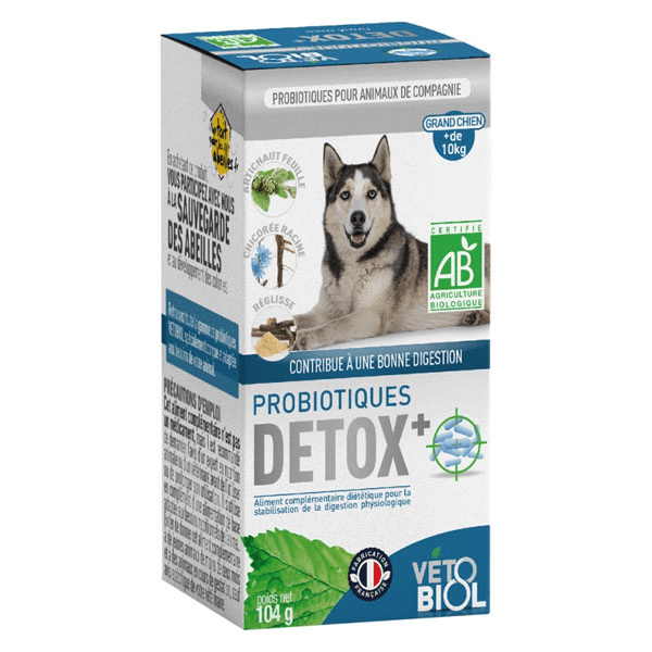 Comparer les prix de Vetobiol Probiotiques Detox+ Grand Chien Bio 104g