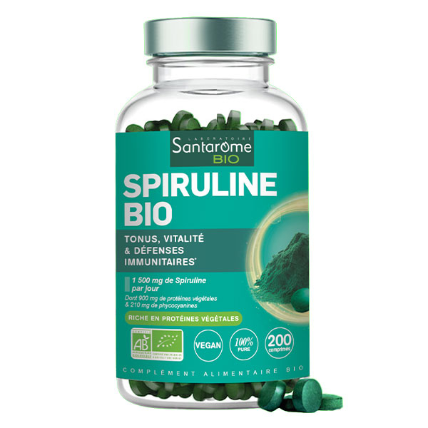 Santarome - Spiruline Bio - Immunité et Tonus - 200 comprimés
