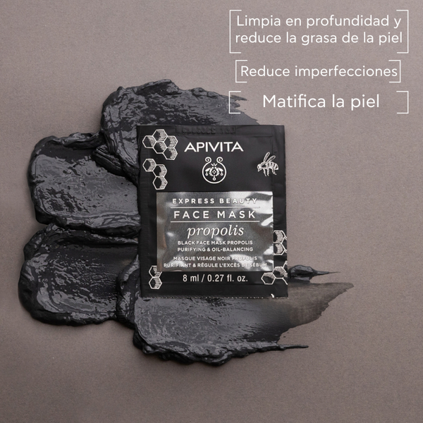 Apivita Express Beauty Mascarilla Negra Piel Joven Grasa Con Propóleo 2x8ml