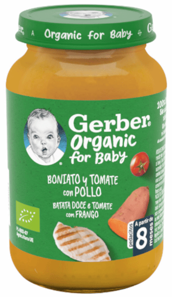 Gerber Tarrito Orgánico Boniato con Tomate y Pollo +8m 190 gr
