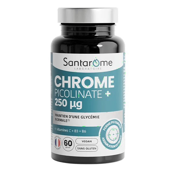 Santarome Chrome Picolinate 250 µg Glycémie 60 gélules Format 2 mois