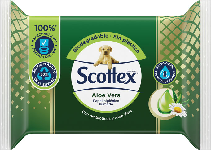 Scottex Papel Higiénico Húmedo Sensitive Con Aloe Vera 66 Unidades