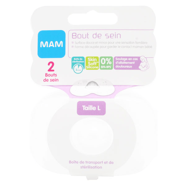 Allaitement Bout de Sein Silicone Taille L Lot de 2 + Boîte de Stérilisation 3
