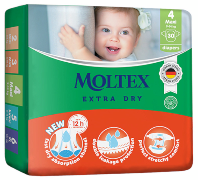 Moltex Pañales Extra Dry Maxi T4 (9-14 Kg) 30 Uds