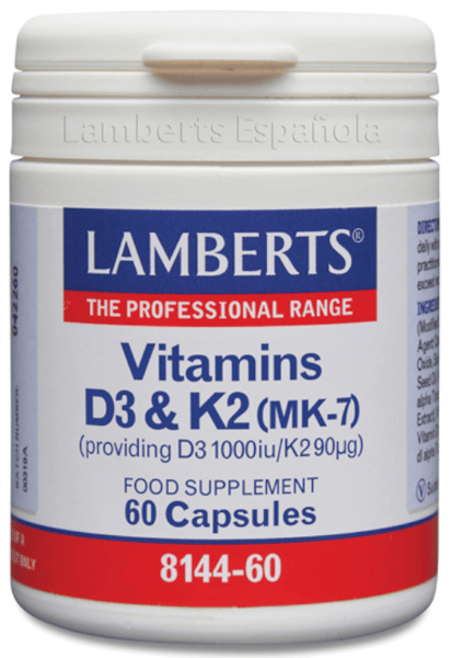 Lamberts Vitamina D3 1000 UI y K2 90 mg 60 Cápsulas