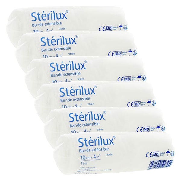 Stérilux Bande Extensible 10cm x 4m - Lot de 6