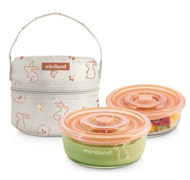 Miniland Go Naturround Bunny Bolsa Isotérmica + Recipientes Vidrio 2 uds