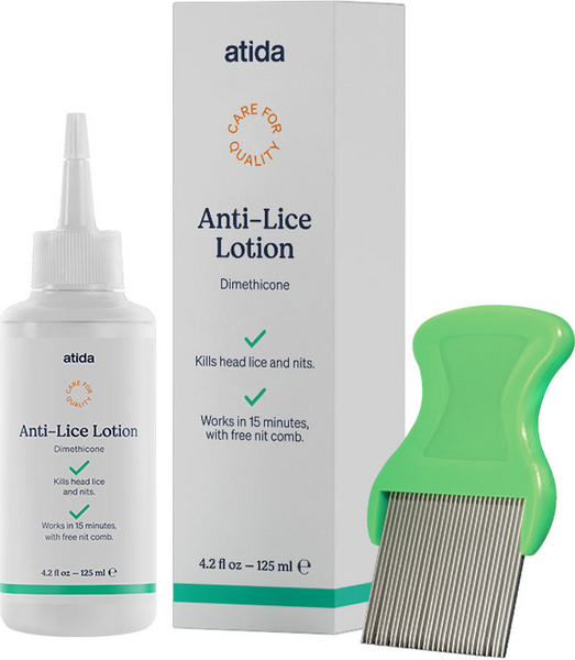 Atida Loción Antipiojos Dimeticona 125 Ml + Lendrera GRATIS