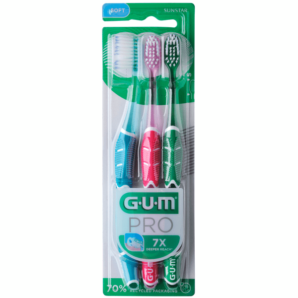 Brosse à dents GUM® PRO Souple 2+1 Offert 3