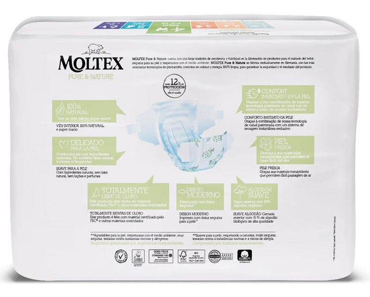 Moltex  Pure&Nature Pañales Talla 4 Maxi 9-15Kg 50uds